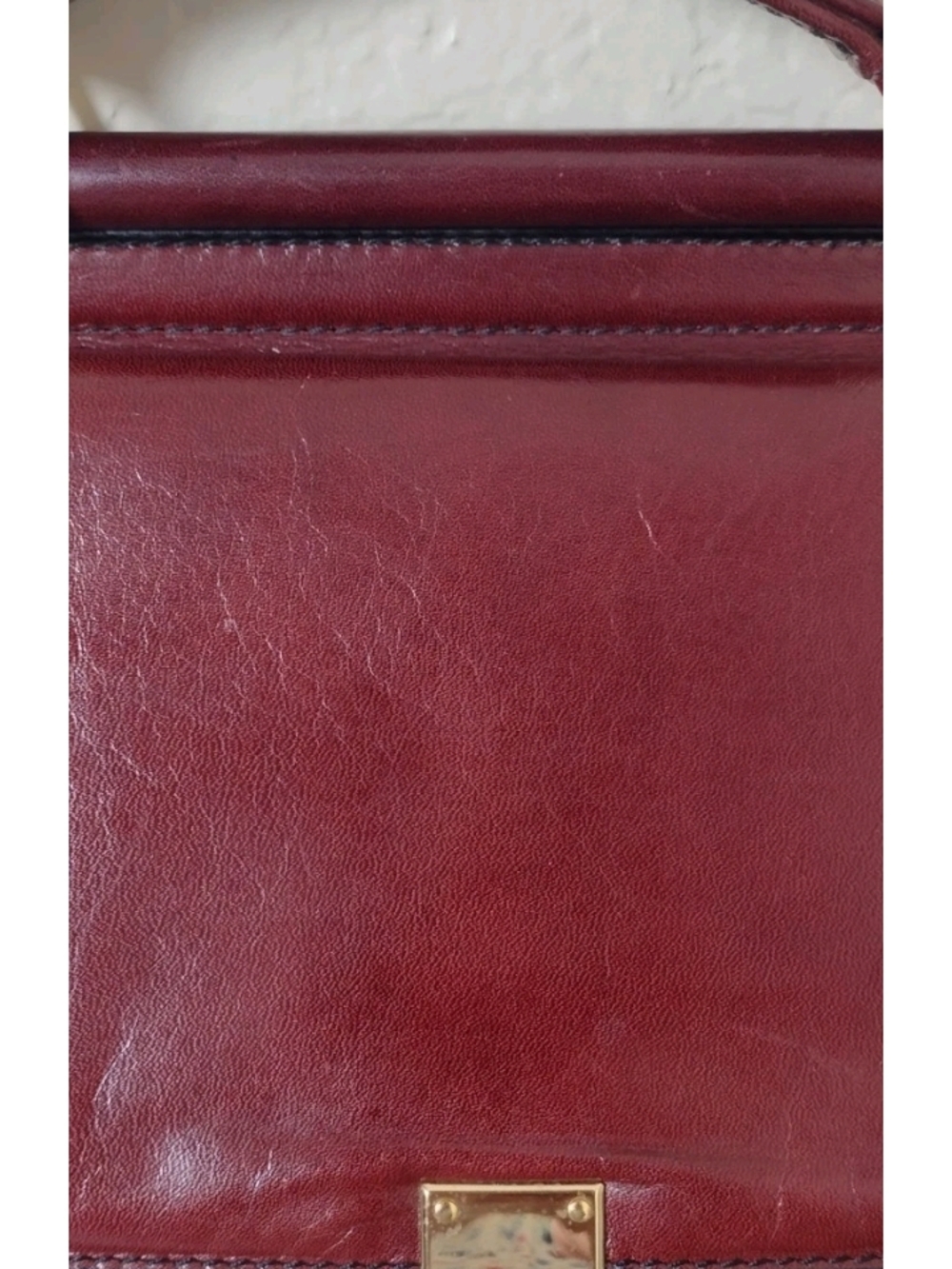 Classic Burgundy Leather Briefcase with Gold Hardware - Picture 11 of 16